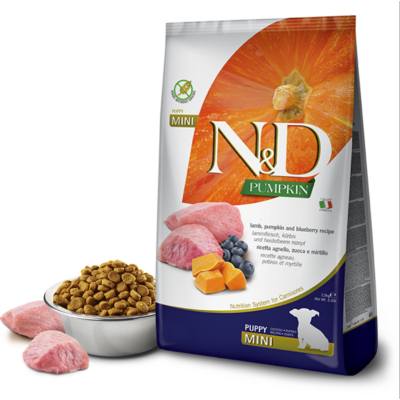 N&D Pumpkin Kuzu Etli Balkabaklı ve Yaban Mersinli 2.5 kg Küçük Irk Yavru Köpek Maması