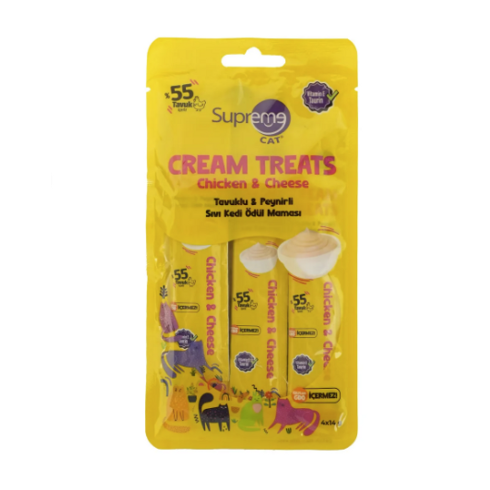 Supreme Cat Sıvı Kedi Ödül Maması Tavuklu & Peynirli 4x14 Gr