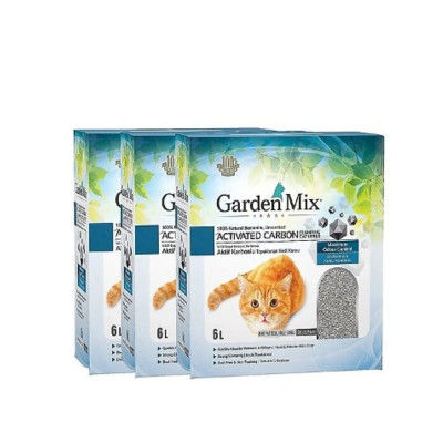 Gardenmix Aktif Karbonlu 6 lt 3'lü İnce Taneli Bentonit Kedi Kumu