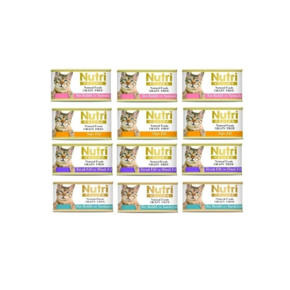Nutri Feline 4 Çeşit Karma Tahılsız Kedi Konservesi 70 Gr. X 12 Adet