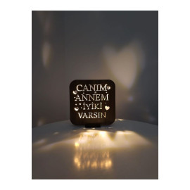 Quun Ahşap Işıklı Anneler Günü Gece Led Aydınlatma Lambası Hediyelik quun387, one size