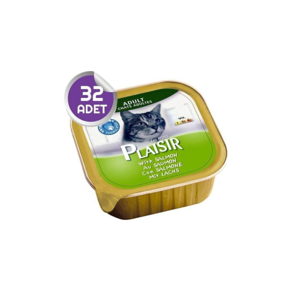 Plaisir Pate Somonlu Kedi Konservesi 32 Adet 3428460051597P, one size