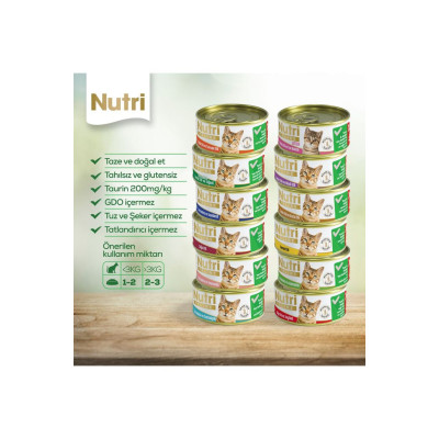 Nutri Feline Nutri Konserve Kedi Maması 24x85gr Karışık Paket 