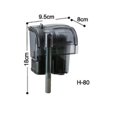 Dophin H80 Askılı Şelale Akvaryum Filtresi 190 L/s 2.7w h80, one size